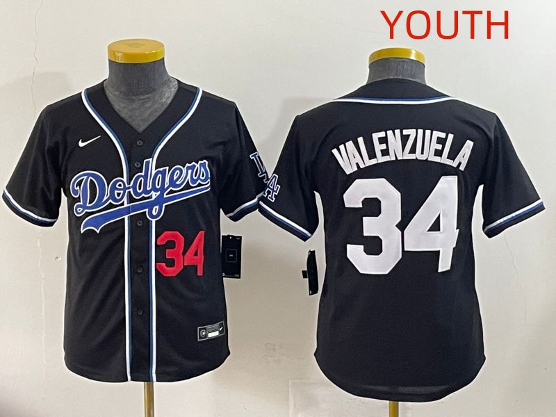 Youth 2025 Los Angeles Dodgers #34 Valenzuela Black Three generations Fashion Nike MLB Jersey style 3